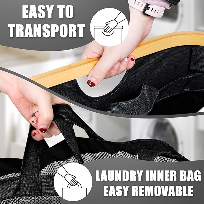 Hampers for Laundry Basket with Lid, 160L Extra Large 3 Section Clothes Divided Organizer for Bedroom, Laundry Room, Dirty Clothing Hamper, Black