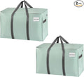 VENO 2 Pack Moving Bags and Large Christmas Storage Bins with lids. Alternative to Moving Boxes, Packing Supplies for College. Extra Large Heavy Duty Totes for Packaging (Shiny Light Green, 2 Pack)