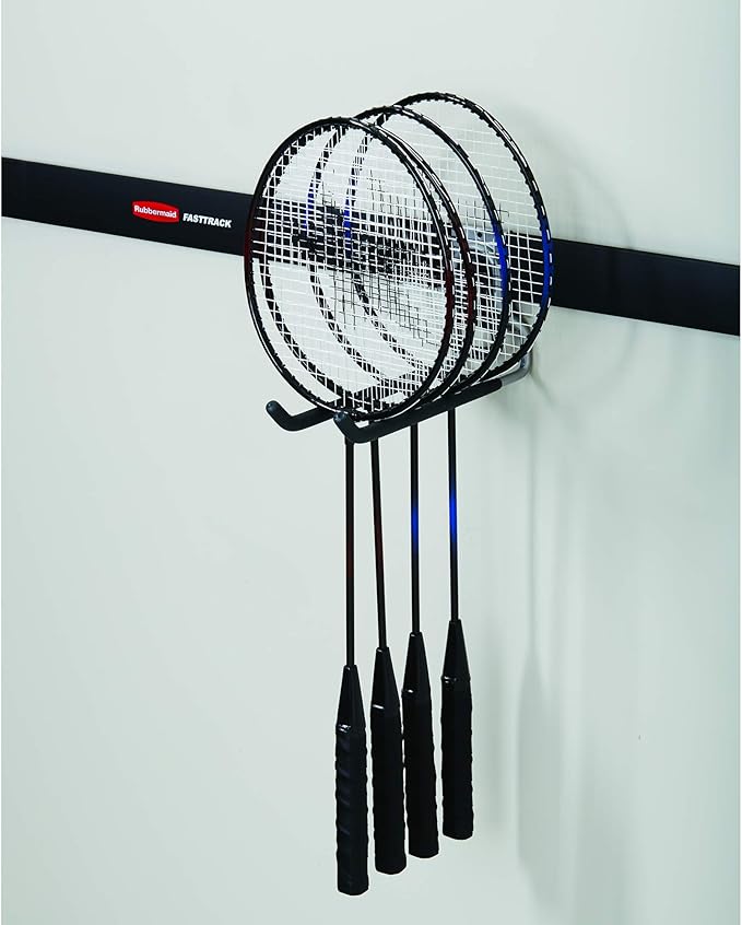 Rubbermaid Fasttrack Wall Mounted Garage Storage Utility Multi Hook for Tools, Chairs, Hose, Equipment, and Other Items, Supports 50 Lbs Each (4 Pack)