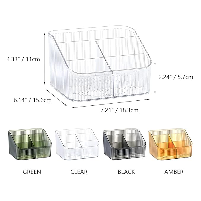 Amber Makeup Brush Holder Organizer for Vanity, Bathroom Countertop Organizer 5 Cups, Toiletry Storage & Display for Skincare, Perfume, Hairbrush, Sunglasses & Desk Accessories