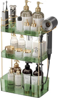YCIA&DONE Bathroom Counter Organizer, Large Makeup Organizer Countertop, Shelf Storage, Vanity Tray, Easily Assemble for Bathroom Organizers and Storage, Undersink, Cabinet, 3 Tiers Green