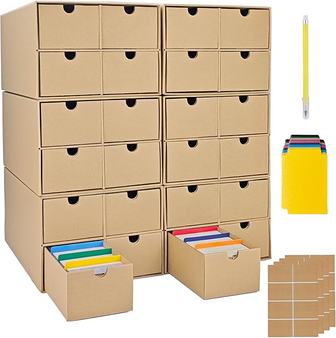 6 Sets Trading Card Storage Boxes, Includes 24-750 CT Boxes & 96 Dividers, 18000+ Trading Cards Organizer for Collectible Card Games, Sports Cards, TCG, with Labels & Pen