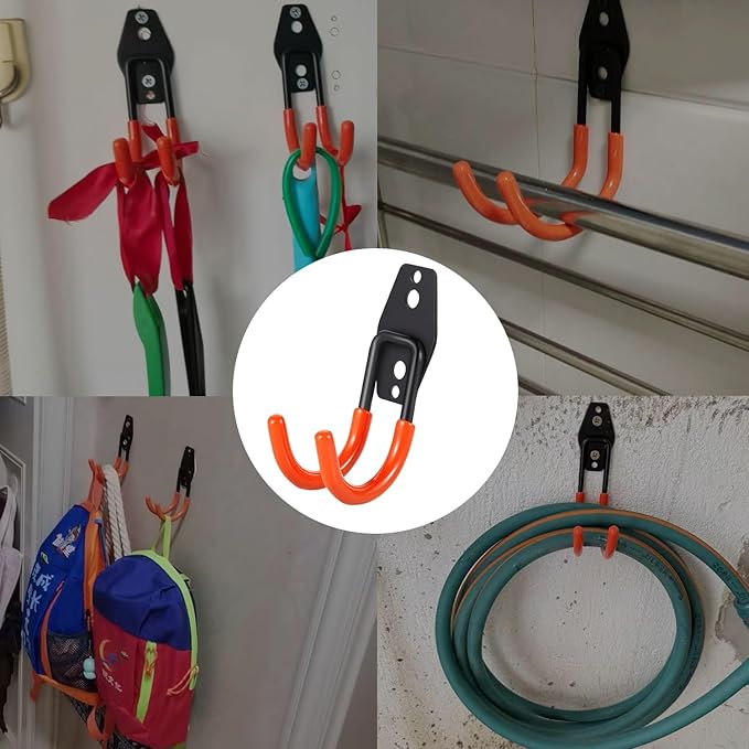 Heavy Duty Garage Storage Hooks, 2 Pack Utility Steel Garage Tool Organizer Wall Mount for Hanging Power and Garden Tools Ladders Hoses Bikes Ropes & Bulk Items