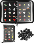 UCEC Enamel Pin Display Book & 50 PCS Rubber Pin Backs, A5 Album Pin Collection Binder for Brooch Pins, Black 6-Page Zippered Pinfolio Trading Organizer Case, Pin Storage Display Book for Enamel Badge