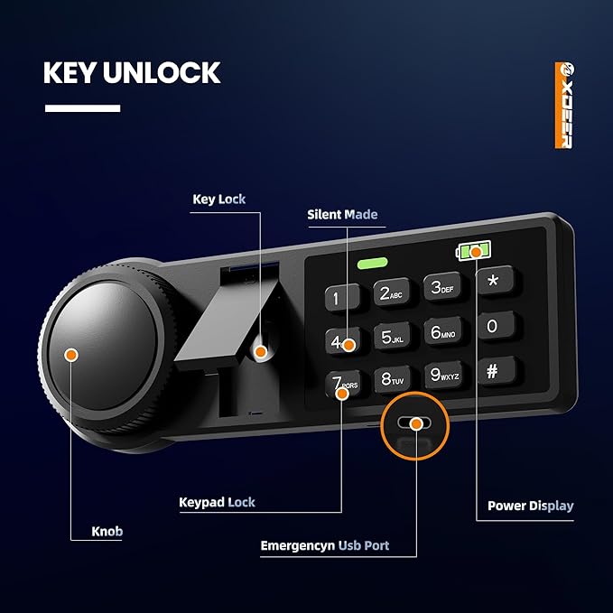 XDeer Biometric Safe Box, Quick-Access Security Safe Box with Upgraded Fingerprint, Steel Handgun Safe Lock Box for Kid/Home/Office (1.69 Cu.Ft【NO FPR】)