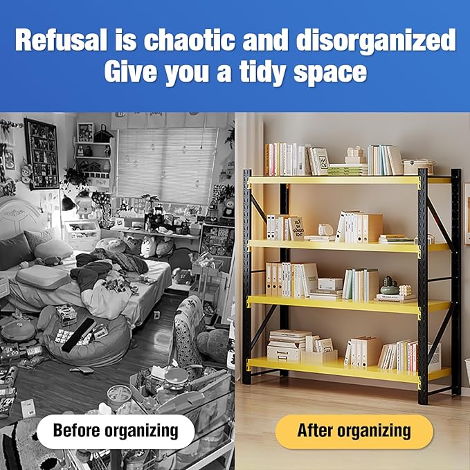 torage Shelves,Garage Shelving Heavy Duty Metal Adjustable Garage Shelves, Shelving Units Industrial Shelving for Warehouse(Yellow and Black, W47.2*D23.6*H78.7)