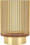 Makeup Brush Holder Organizer, Heavy Crystal Glass Brush Storage Holder, Vintage Cosmetic Make Up Bathroom Brushes Cup Pen Pencil Toothbrush Holder Striped Vase (Large (amber))