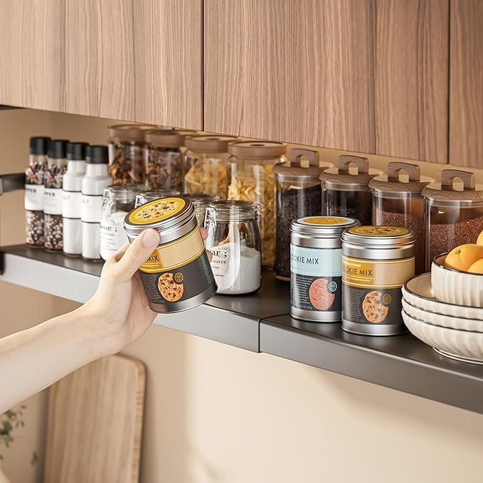 Hanging Under Shelf Storage Basket, Adjustable Width Under Cabinet Add-on Storage Racks, Heavy Duty Slide-in Baskets Organizer for Cabinet Pantry Kitchen, 1 Pack,8.46"D x 10.6"W x 7.36"H