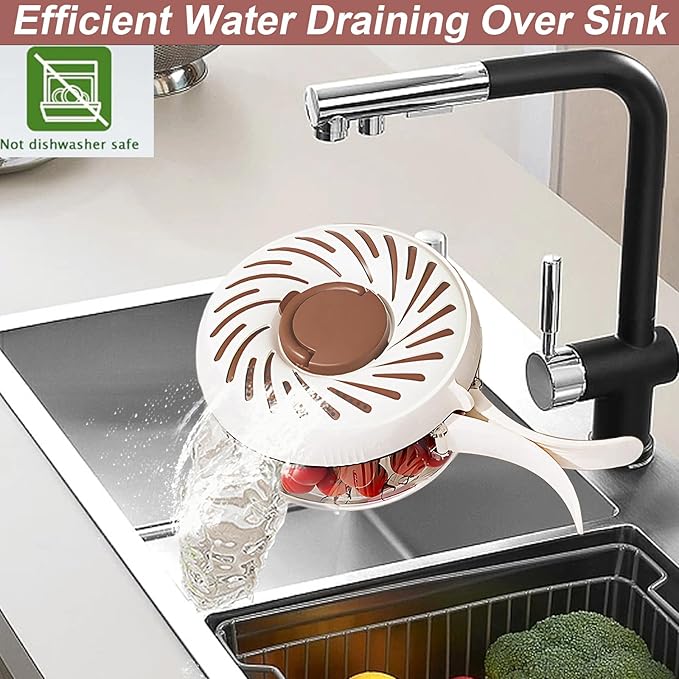 2025 New Upgrade Large Fruit Washing Bowl with Strainer(2.85QT),3 in 1 Multipurpose Drain Basket with Lid & Ice Box,Foldable Handle Fruit Strainer Perfect for Fridge Storage and Outdoor Picnics