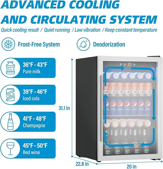 Compact Beverage Refrigerator Cooler,145 Can/4.5 Cubic Feet Mini Fridge with Glass Front Door for Soda, Beer, Wine, Small Refrigerator with Adjustable Shelve Digital Display(Silver)
