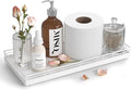 Oak Bathroom Toilet Tank Tray, 13" Wood Toilet Paper Storage Basket Tray Back of Toilet Basket Organizer,for Perfume Makeup Candle Kitchen Counter Coffee Table Decor White