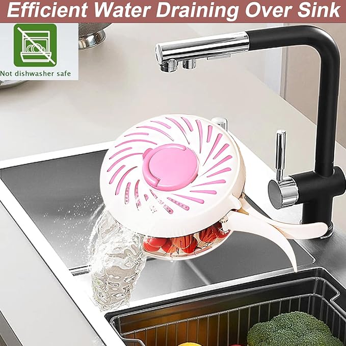 2025 New Upgrade Large Fruit Washing Bowl with Strainer(2.85QT),3 in 1 Multipurpose Drain Basket with Lid & Ice Box,Foldable Handle Fruit Strainer Perfect for Fridge Storage and Outdoor Picnics