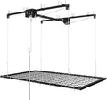 Overhead Garage Storage Rack 4x8 FT, Adjustable Ceiling Lift Storage System for 10–12 FT Ceilings, Heavy-Duty Steel Overhead Shelf with Crank Handle, Safety Lock, 325 lbs Capacity