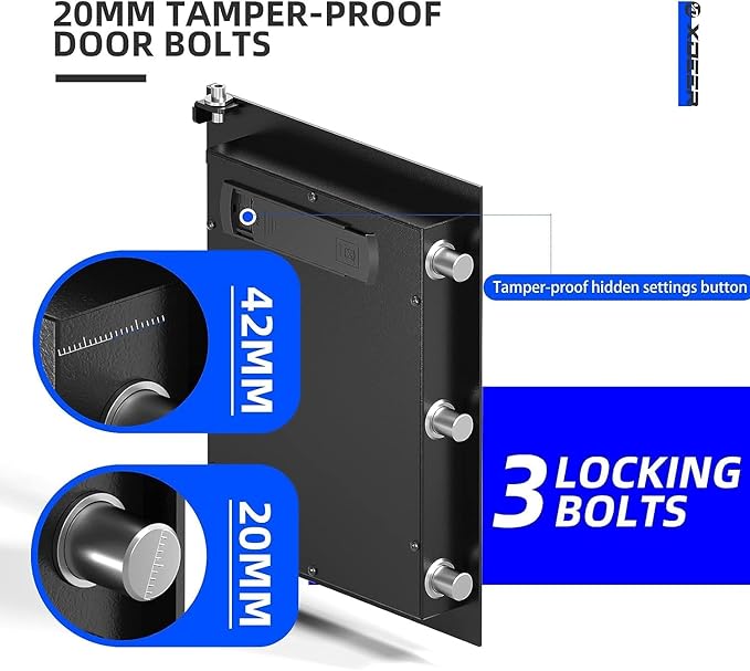 XDeer Biometric Safe Box, Quick-Access Security Safe Box with Upgraded Fingerprint, Steel Handgun Safe Lock Box for Kid/Home/Office (1.69 Cu.Ft【NO FPR】)