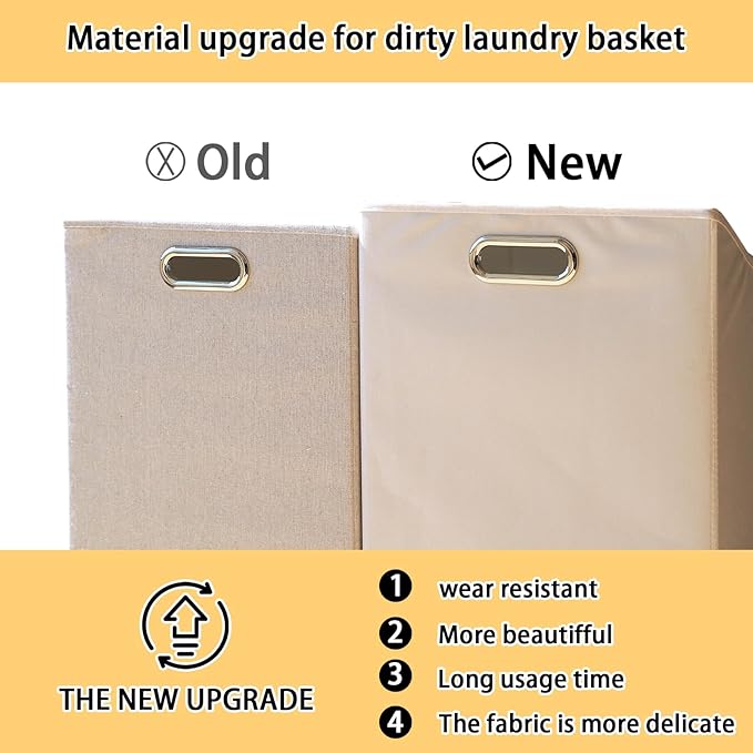 Bamboo Laundry Hamper with 3 Tier Shelves & Tilt Out Basket, Laundry Baskets Organizer Hampers Bathroom Storage Shelf for Laundry Room, Bathroom, Guest Room（3-Tier, Large）