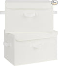 GRANNY SAYS Storage Bins with Lids, Fabric Storage Boxes, Closet Organizers and Storage, Ivory White, 2-Pack