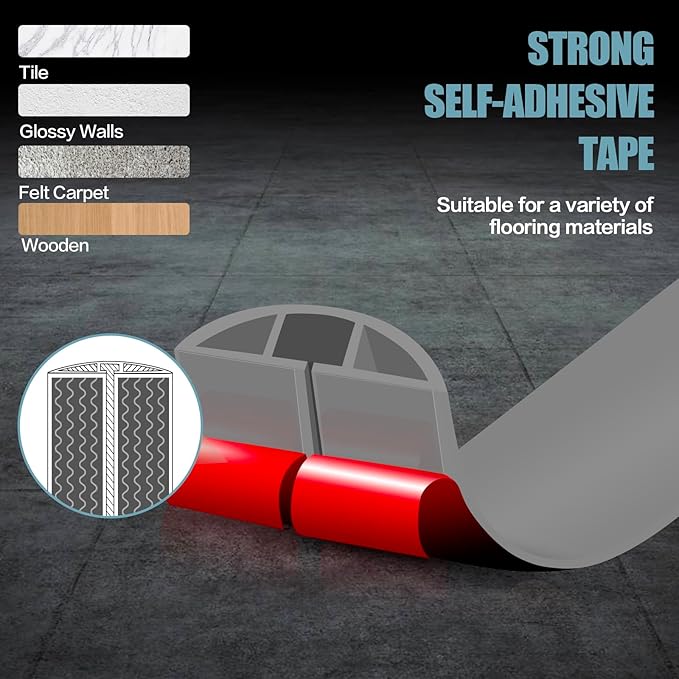 Floor Cord Cover Self Adhesive Cord Hider,10FT Cable Management, Extension Strip Protector for Wires, Prevent Cable Trips for Offices, Gyms, Exhibitions Cavity:0.47"(W) x 0.35"(H) Gray