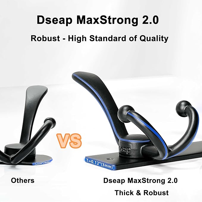 Dseap Coat Rack Wall Mount 2.0 Pro: 24” Long, 3X Tougher, Heavy Duty Stainless Steel Wall Coat Hanger with 6 Tri Hooks for Clothes Jackets Hats Entryway Closet, Chromed