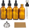 4 Pack 1 oz Glass Dropper Bottles with Measured Dropper - 30ml Dark Amber Tincture Bottles with Graduated Calibrated Glass Eye Droppers (1ml) for Essential Oils, Liquids - Leakproof Travel Bottles