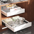 1 Pack Pull Out Cabinet Organizer Expandable Width(11"-16") and Depth(13"-17"),Slide Out Drawers With Raising Pad for Framed Cabinets,No Drill Roll Out Shelves for kitchen,Bathroom,White