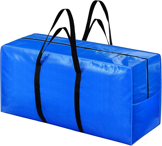 168 Gallon Extra Large Storage Bags, Zippered Outdoor Cushion Furniture Storage Bag with Handles,Jumbo Large Moving Bags Heavy Duty, Christmas Tree Bag, 65x30x20 inch - 2PACK