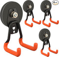 ULIBERMAGNET New Upgraded Heavy Duty Magnetic Garage Hooks,4 Pack Strong Large Magnet Hooks for Power Drill,Garden Tools,Hose,Pegboard,Garage, Workshop,Magnetic Storage Hook for Hanging(Orange)