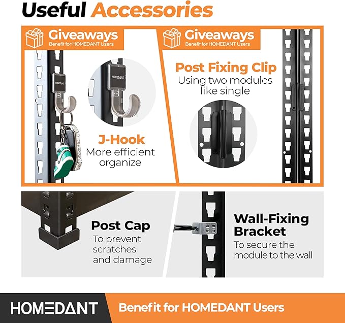HOMEDANT 5 Tier Storage Shelves Adjustable Laminated Boltless Garage Metal Shelving Unit Heavy Duty Utility Rack Shelf Warehouse Pantry Closet Kitchen (4, (S) 28" W, Black)
