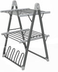 Electric Heated Clothes Drying Rack,Foldable Heated Garment Dryer with Timer Shut-Off Laundry Rack for Clothes Shoes Socks,Aluminum Alloy,Space Gray,Plug & Play,(39.37x25.98x23.82in)