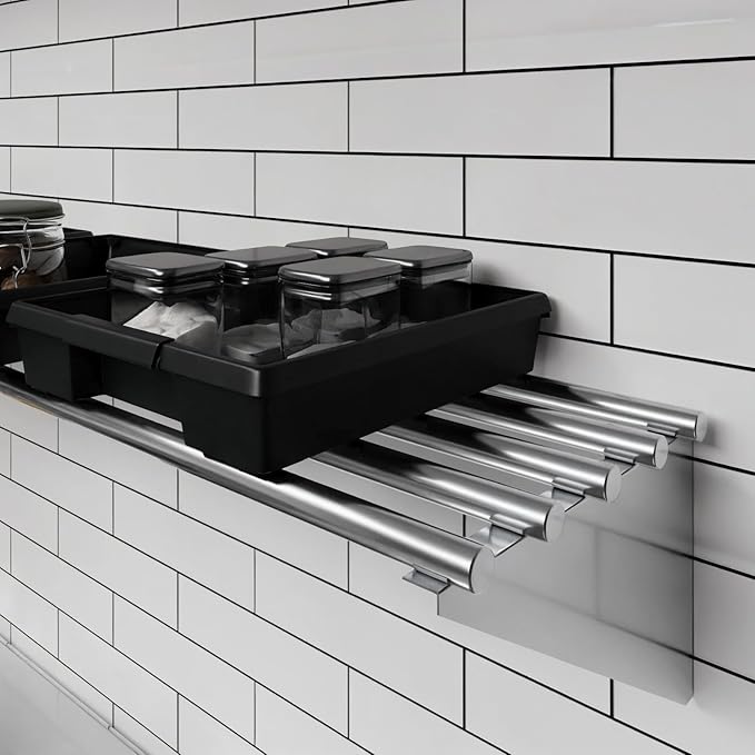 AmGood 14 in. x 60 in. NSF Stainless Steel Tubular Wall Shelf | Heavy-Duty Metal Shelving for Appliances & Equipment | Ideal for Kitchen, Restaurant, Garage, Laundry, Utility Room