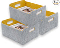 Welaxy Storage Baskets Collapsible Felt Storage bin Foldable Shelf Drawers Organizers for Kids Pet Toys magazine Books Clothes Closet Cabinet decluttering (Curry x 3)