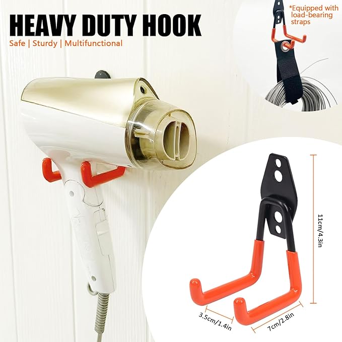 Heavy Duty Garage Storage Hooks, 2 Pack Utility Steel Garage Tool Organizer Wall Mount for Hanging Power and Garden Tools Ladders Hoses Bikes Ropes & Bulk Items