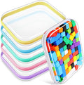 Sanwuta 6 Pcs Clear Hard Zipper Case Hard Plastic Zipper Pouches Transparent Makeup Bag Pencil Pouches for Travel Snacks Christmas Trinket Storage Organizer Box(Colorful,9.84 x 7.87 x 2 Inch)