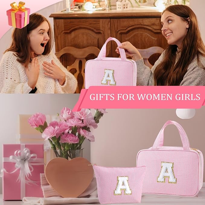 YOOLIFE Birthday Gifts for Women Teen Girls - Hanging Toiletry Bag Initial Makeup Bag, Personalized Large Toiletry Bag, Gifts for Women Teen Girls Daughter Sister - Letter M, Purple