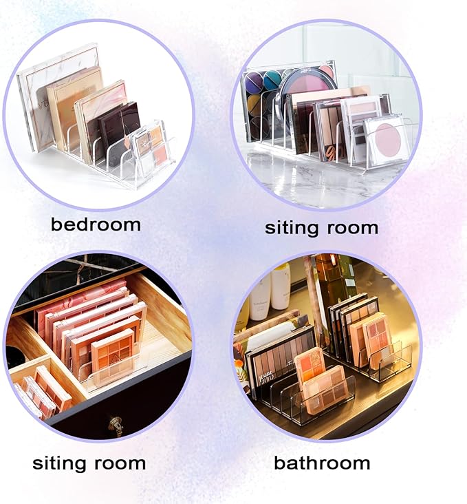 Makeup Organizer, Makeup Palette Organizer for Bathroom Countertop, Vanity, Cabinets, Cosmetics Storage Solution for Eyeshadow Palette, Contour Kit, Blush - 7 Sections Eyeshadow Palettes Holder