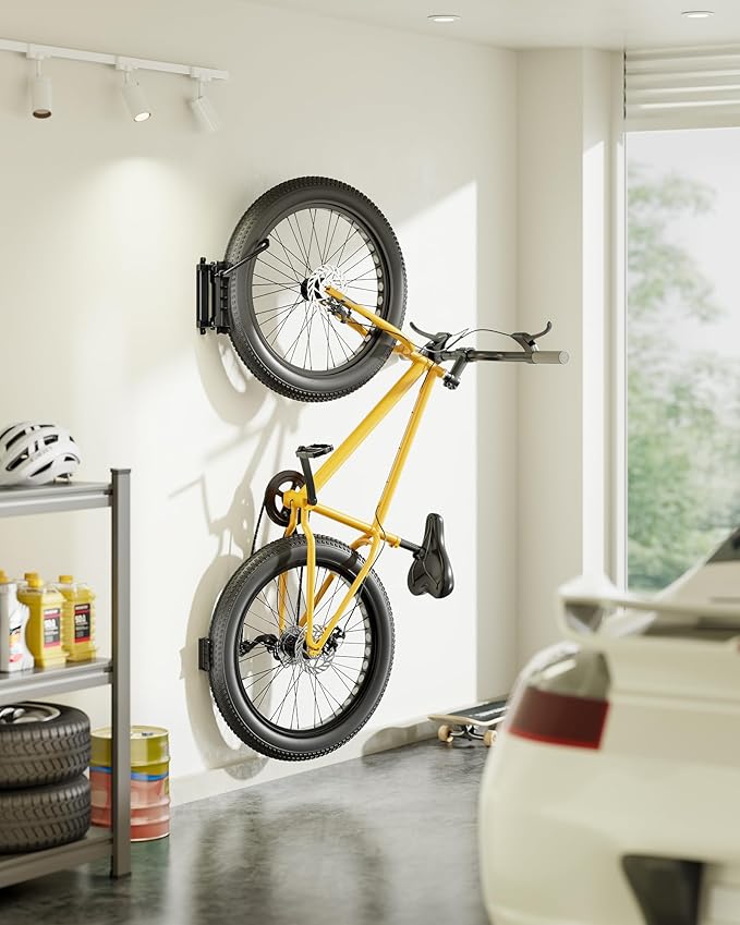 monTEK Bike Wall Mount for 4.5" Tire Width, Swivel Bike Wall Hanger Holds Up to 77lbs, Space-Saving Bike Rack Garage, Heavy Duty Bike Storage for Bedroom Home Office, 3 Pack