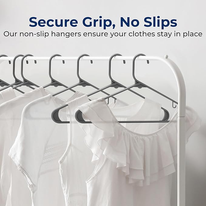 SereneLife 200 Pack Plastic Hangers, Non-Slip, Space-Saving Closet Organizers, Durable and Strong for Shirts, Sweaters, Hoodies, Kids Clothes & Dresses, Ultra-Thin, Lightweight
