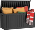 EasyUp 80 Gallon Outdoor Storage Box Waterproof, UV Resistant Resin Deck Box with Hydraulic Rod, Reinforced Stability for Patio, Garden, Striped Black