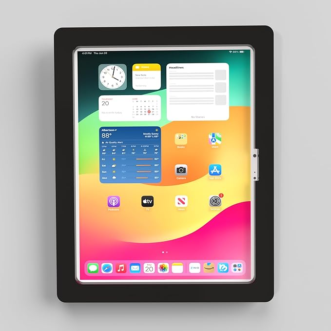 TABcare Anti-Theft Acrylic VESA Enclosure for Apple iPad Pro 13" 2024 M4 2025 M5 with Free Wall Mount Kit & 90-Degree Angle USB C Cable (Black)