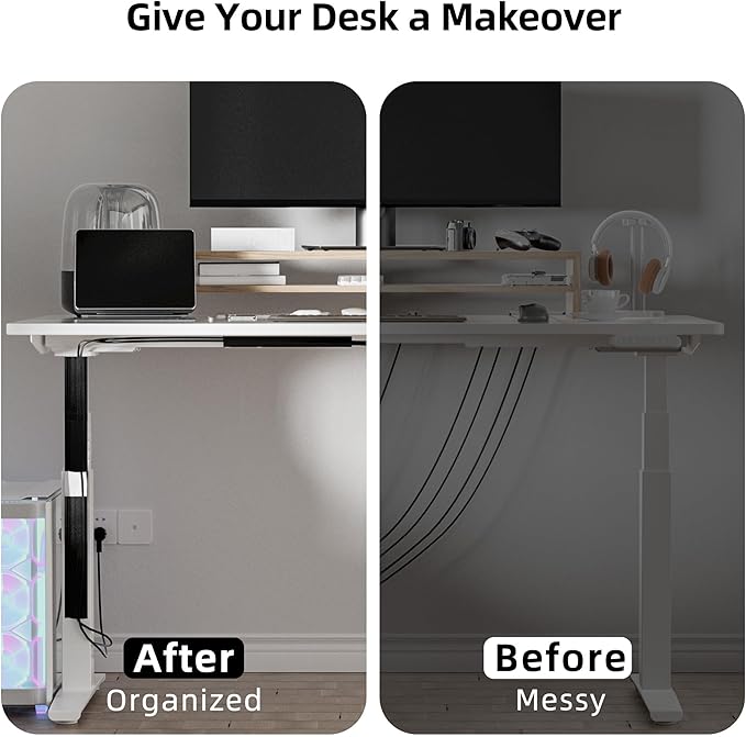 YECAYE 94.2in Cable Management, Cable Organizer,Adhesive Mount Cord Organizer for Desk, Cord Organizer, No-Drill Desk Wire Management for Home Office, Baby proofing, Black