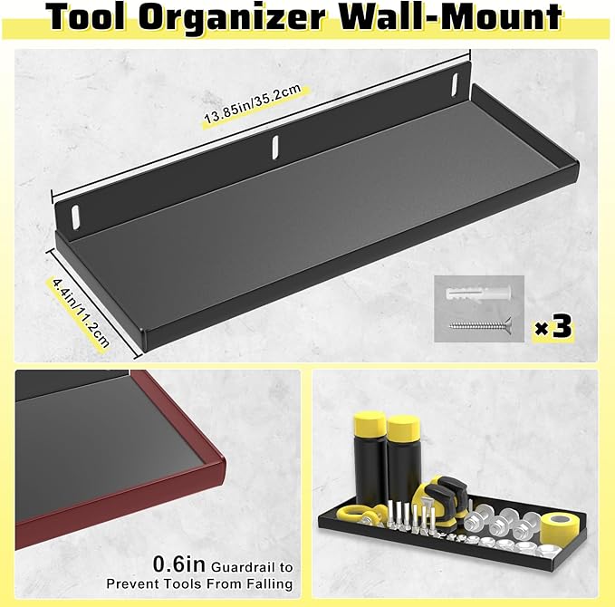 Wall Mount Screwdriver Organizer, Pliers Holder, Hammer Rack, Metal Storage Board, Power Tool Organizer for Workshop Shed Garage Workbench Home, 4 Pcs