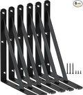 6 Pack L8 x H 6" Black Heavy Duty Shelf Brackets with Screws Metal Shelf Brackets Shelf Support Angle Brackets for Shelves L Brackets Heavy Duty Floating Shelf