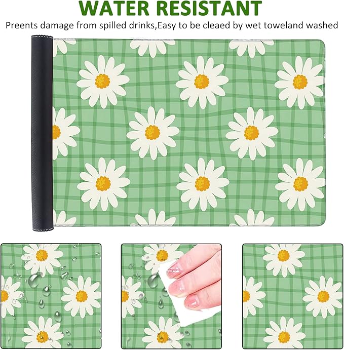 Daisy Floral Gaming Mouse Pad XXL Large Desk Mouse Pad Keyboard Mat with Stitched Edges Waterproof Non-Slip Desk Mat for Laptop,Keyboard,Computer 35.4 * 15.7 Inch