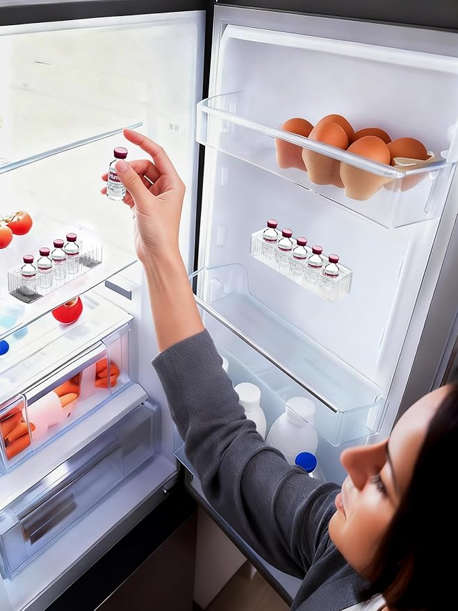Leng Ke Insulin Refrigerator Storage Caddy - 10ml Peptide Vial Protective Holder for Fridge Wall, Compatible with U-100 Vials 24mm (0.94 Inches) Diameter (2pcs)
