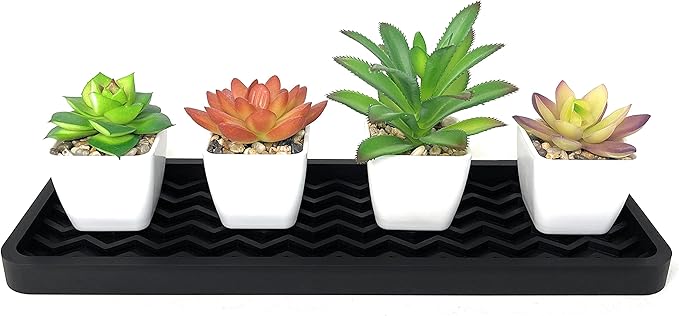 Happitasa Silicone Kitchen Sink Organizer Tray, Sponge Holder and Countertop Protector | Bathroom and Kitchen Soap Dish and Dispenser Tray (Grey, 12" x 4", 9.2 Ounces, Zigzag)