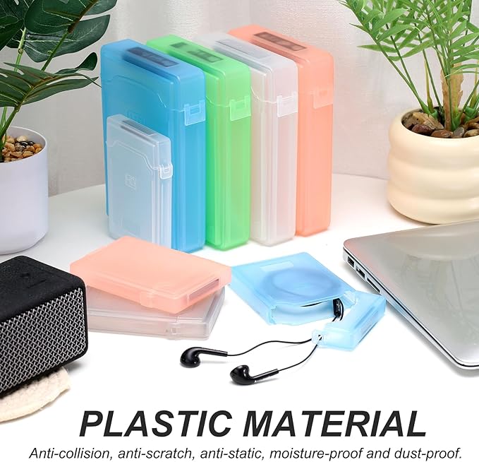 PATIKIL 6.5" x 4.5" Hard Drive Disk Case, 1Set Plastic Hard Disk Storage Box Portable Anti-Static Case for 3.5" External SSD HDD, White/Green/Blue