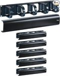 ICC 2U Ring Cable Manager Panel with Cover, Plastic with Metal Back Frame, 4" D-Rings, Horizontal Cable Management, Rackmount for 19” Network Racks, Black, 6-Pack