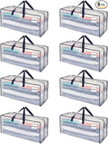 VENO 8 Pack Moving Bags w/Backpack Straps, Heavy Duty, Moving Boxes Alternative, Packing Supplies, Large Storage Totes for Dorm Room Essentials with Zipper for Clothes (Clear, 8 Pack)