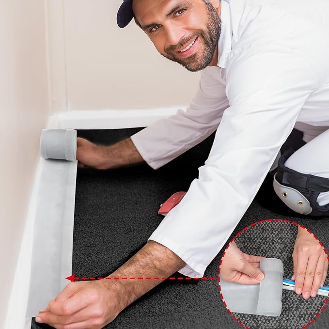 WILLBOND Carpet Cord Cover Cable Protector Floor Cover Cable Protector Management Only for Commercial Office Carpet(39.37 ft,Grey)