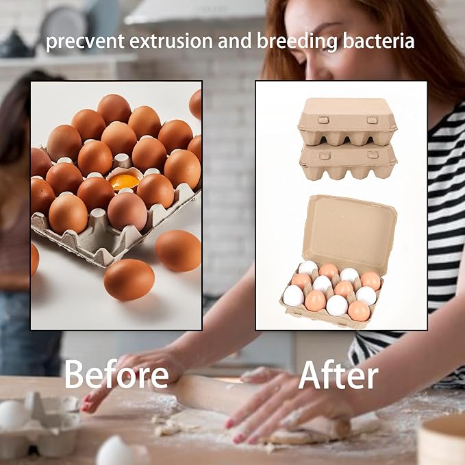 25 Pack Egg Cartons Bulk, 3x4 Style Reusable Empty Natural Paper Pulp Egg Cartons, Sturdy Design Egg Holder Containers for Fresh Chicken Eggs