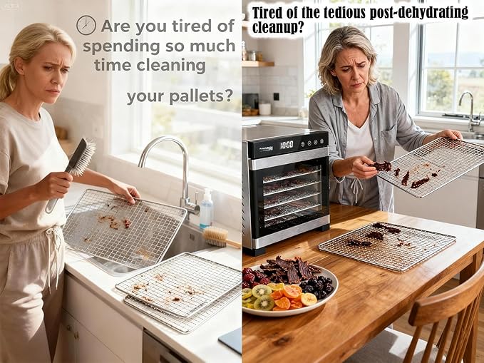 Mesh Silicone Dehydrator Sheets, 15.5x15.5 in 10 Pcs/Sets for Food Dehydrator & Freeze Dryer (15.5x15.5 INCH Mesh Silicone Dehtdrator Sheet)